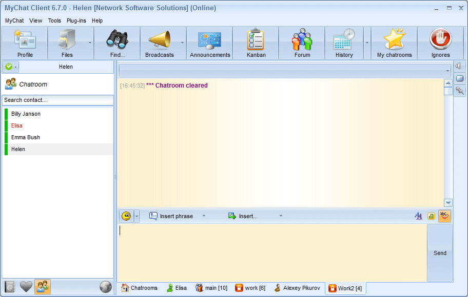 MyChat Client conference window after the clearing messages from all users