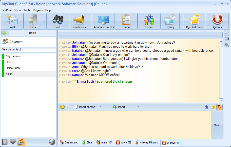 MyChat Client conference window before the clearing