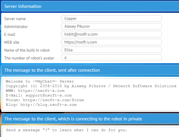 MyChat Server info